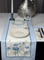 Скатерть-дорожка с пропиткой "Антипятно" 35*145см, декор "Delight blue" 