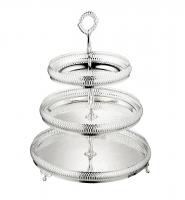 QA-0/5793 Блюдо трехъярусное Queen Anne 18х23х28 см, сталь, посеребрение