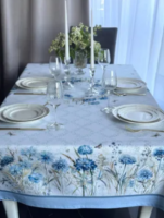 Скатерть с пропиткой "Антипятно" 145*250см, прямоугольная, декор "Delight blue"