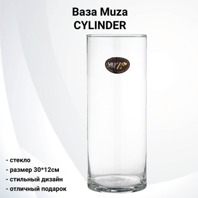 380-505 Ваза стеклянная 12*30см, Muza, серия CYLINDER