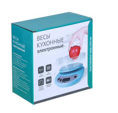 487-002 Весы кухонные электронные до 5кг, с чашей 3л, ЖК дисплей, Vetta