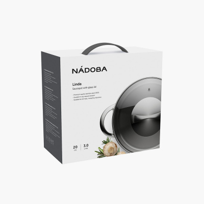 796012  Кастрюля со стеклянной крышкой 20см 3,0л, NADOBA, серия LINDA