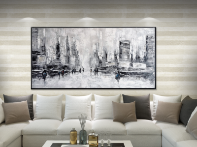 Картина "Мегаполис", 100% ручная работа, рама пластиковая, 70*140см